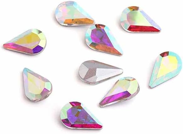 200Pcs Water Drop Nail Rhinestones Fancy Rhinestones Water Drop Nail Crystal Jewelry Making Rhinestones Suitable for DIY Crafts and Nail Art（Ab Color）