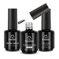 Beetles 3Pcs 15ml Builder Nail Gel with Top and Base Coat Set No Wipe Builder Extension for Nails Shine Finish and Long Lasting Gift for Women