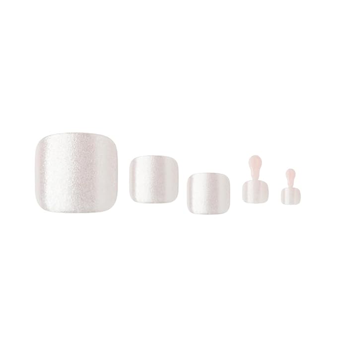 GoldFinger Press On Toenails Kit Wider Fit, Shine Glazed Glitter Metallic Silver Toenail, Ready to Wear Gel & Manicure Stick, 2g Glue included, Long-Lasting Convenient & Easy to Apply