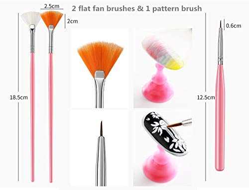 23Pcs Nail Art Brushes,Nail Art Painting Tool Set,Nail Dotting Tools,Nail Dust Brush,Striping Nail Art Liner Brushes for Long Lines,Nail Drawing Pen for Nail Design
