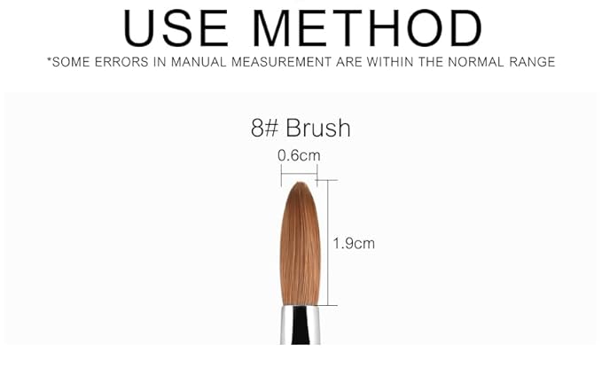 KADS Nail Acrylic Brush Kolinsky Nail Extension Brush Oval Crimped Shaped Sturdy Wooden Handle Acrylic Powder Nail Art Brush Professional Manicure Pedicure (8#)