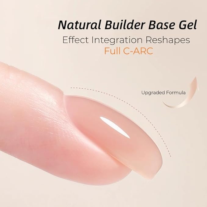Rubber Builder Base Gel, Soak Off Transparent Gel LED Lamp UV Need,Vegan Streak Free,Strengthening Nails for Weak Brittle Thin Flimsy Nail