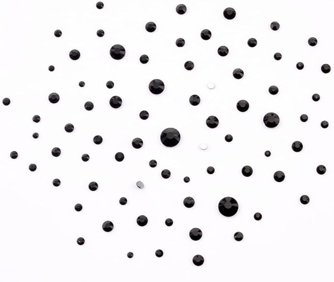 820pcs Mix 10 Shapes Flatback Black Nail Rhinestones Loose Round Beads Diamond Assortment Decoration Glass Charms for Nails Supply