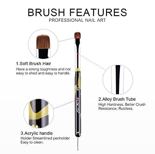 KADS Kolinsky Sable Brush 2 Way Acrylic Professional French Manicure Clean-up Brush Nail Art Brush Nail Dotting Pen (Size 6)