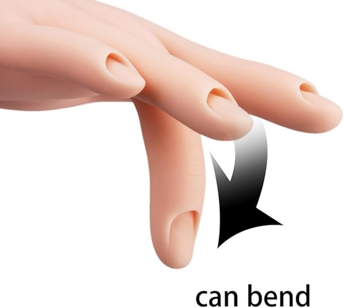 Practice Hand for Acrylic Nails, 8.97Inches Flexible Bendable Fake Hand Manicure Nail Practice Hand for Beginners, Silicone Manicure Training kit for Nail Art