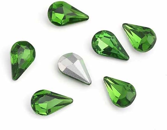 200Pcs Water Drop Nail Rhinestones Fancy Rhinestones Water Drop Nail Crystal Jewelry Making Rhinestones Suitable for DIY Crafts and Nail Art（Dark Green）