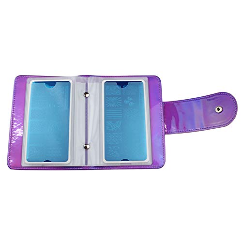 20Slots Nail Stamping Plate Case Holographic Nail Art Image Holder Rainbow Laser Design Rectangular Nail Art Plate Organize For Large Size 6X12CM Nail Art Plates (Purple)