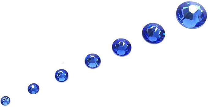 SAPPHIRE (206) blue 144 pcs Swarovski 2058/2088 Crystal Flatbacks blue rhinestones nail art mixed with Sizes ss5, ss7, ss9, ss12, ss16, ss20, ss30