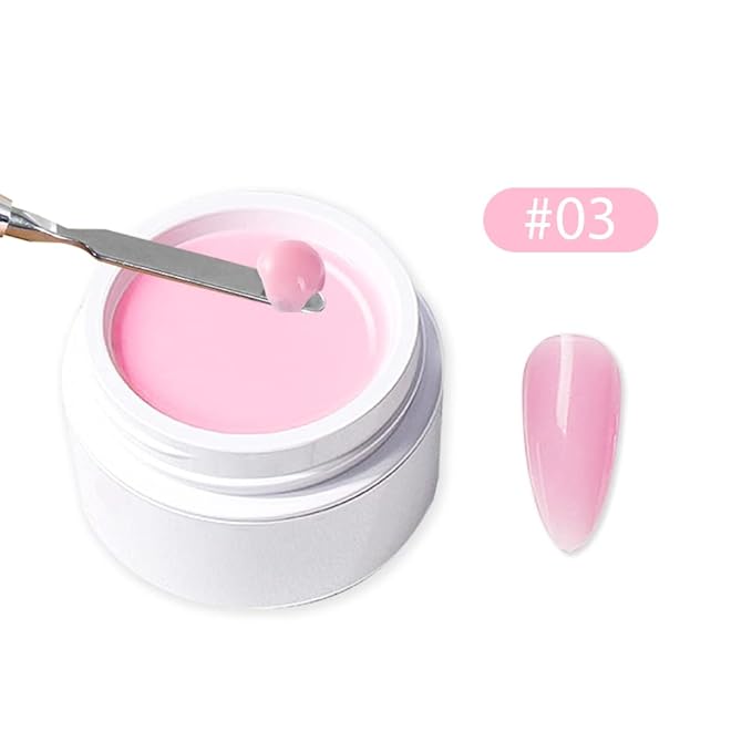 VARNAIL Nail Extension Kit Solid Building Gel, Non-sticky Nail Building Gel with Basic Gel and Tools, Lamp, Accessories, Poly Gel Kit for Beginners Nail Art DIY Home (Pink Gel)