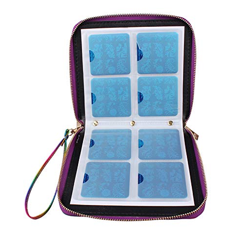 120 Slots Nail Stamping Plate Holder Case Laser Style Manucure Rectangular Nail Art Plate Organizer avec Double Zipper Nail Template Case