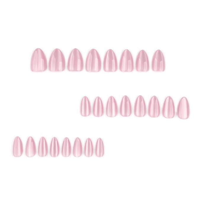 Nude Pink Press on Nails Short Almond Fake Nails Cat Eye Nails Press ons with Design,Reusable & Easy Apply Full Cover Stick on Nails for Women Manicure 24Pcs
