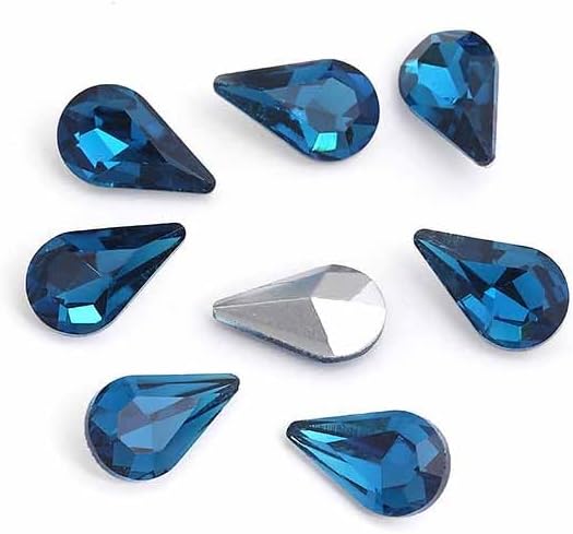 200Pcs Water Drop Nail Rhinestones Fancy Rhinestones Water Drop Nail Crystal Jewelry Making Rhinestones Suitable for DIY Crafts and Nail Art（Blue）