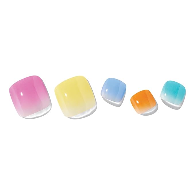 ohora Semi Cured Gel Pedi Strips (P Watercolor) - Works with Any Lamps, Salon-Quality, Long Lasting, Easy to Apply & Remove - Includes 2 Prep Pads, Nail File & Wooden Stick
