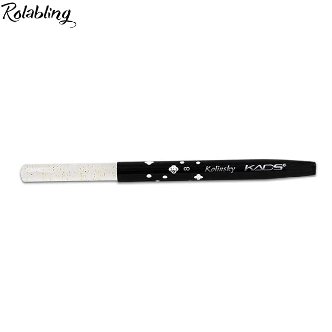 Size 8# Black 100% Kolinsky Sable Acrylic Nail Art Brushes UV Gel Nail Painting Pen Brushes (Size 8)