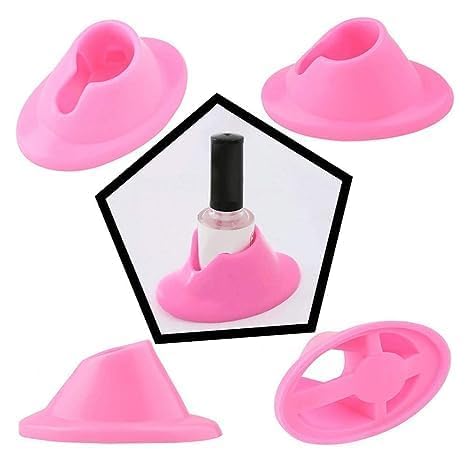3Pcs Pink Premium Soft Rubber Nail Polish Bottle Holder Display Nail Art Varnish Polish Seat Tool Pink Anti-spill Bottle Stand Manicure Display Tools Nail Art Supplies for Nail Organizer Display
