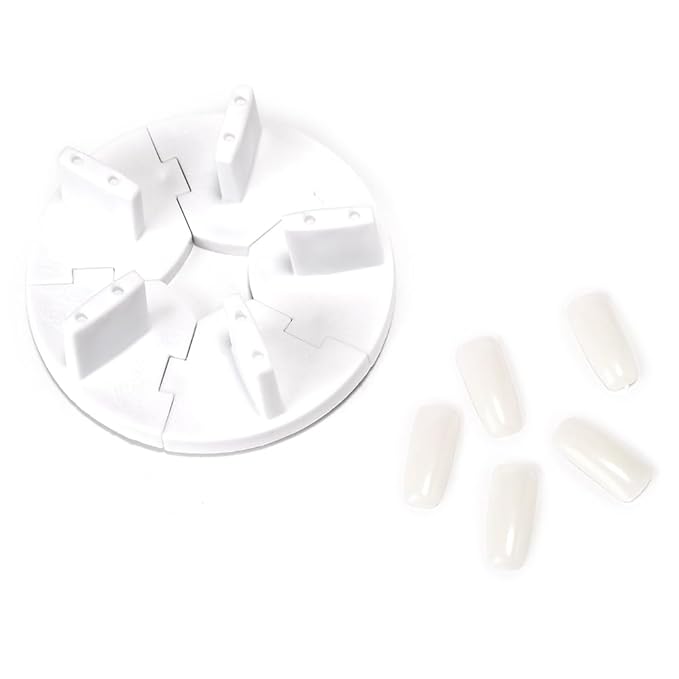 Removable False Nail Art Tips Practice Display Stand Tool with Nail Tips Nail Training Frame for Gel Nail Polish DIY Nail Training Tools(milky white)