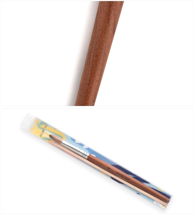 KADS Nail Acrylic Brush Kolinsky Nail Extension Brush Oval Crimped Shaped Sturdy Wooden Handle Acrylic Powder Nail Art Brush Professional Manicure Pedicure (8#)