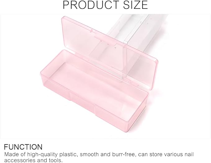 2Pcs Transparent Storage Boxes For Nail Tool Professional Pedicure Manicure Tools Set Plastic Nail Art Tool Box Storage Case Nail Supplies (Pink)