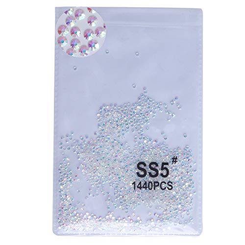 PrettyG 2880pcs SS5 Nail Crystals Bare AB Nail Art Sparkly Round Flatback Rhinestones, Non-Self-Adhesive Bab-S5