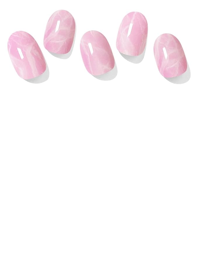 Semi Cured Gel Nail Strips (Pink Marble), 20 Pcs Gel Nail Wraps, Stickers, UV Light Required, Salon Quality, Long Lasting