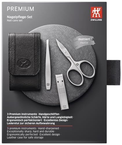 ZWILLING Beauty TWINOX 4-pc Manicure and Pedicure Set with Black Leather Case, Premium Nail Ccare in Travel Size