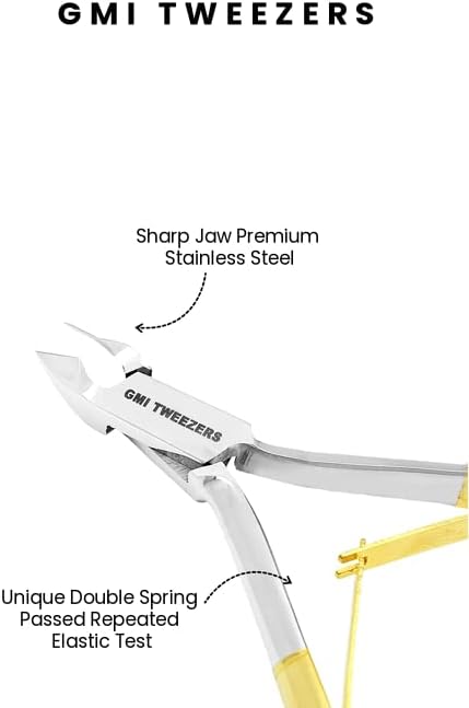 GMI-TWEEZERS - Professional Cuticle Remover, Cuticle Pusher And Cuticle Trimmer - Manicure Tool Cuticle Nippers - Durable Cuticle Cutter For Finger And Nail - Instant Cuticle Kit (Gold)