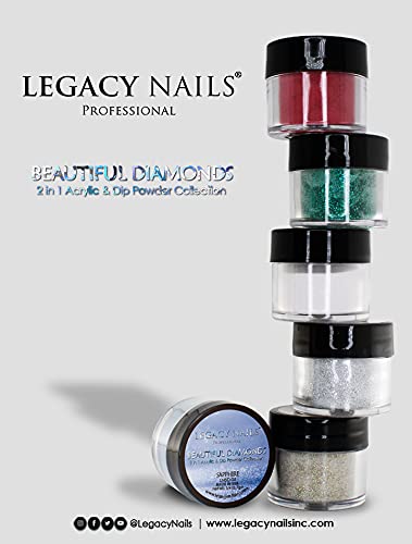 Legacy Nails Professional COLLECTION Acrylic Powder Kit 6 Colors Nail Art Set for Manicure DIY for Dip & Acrylic Nail Extensions (DIAMONDS COLLECTION)