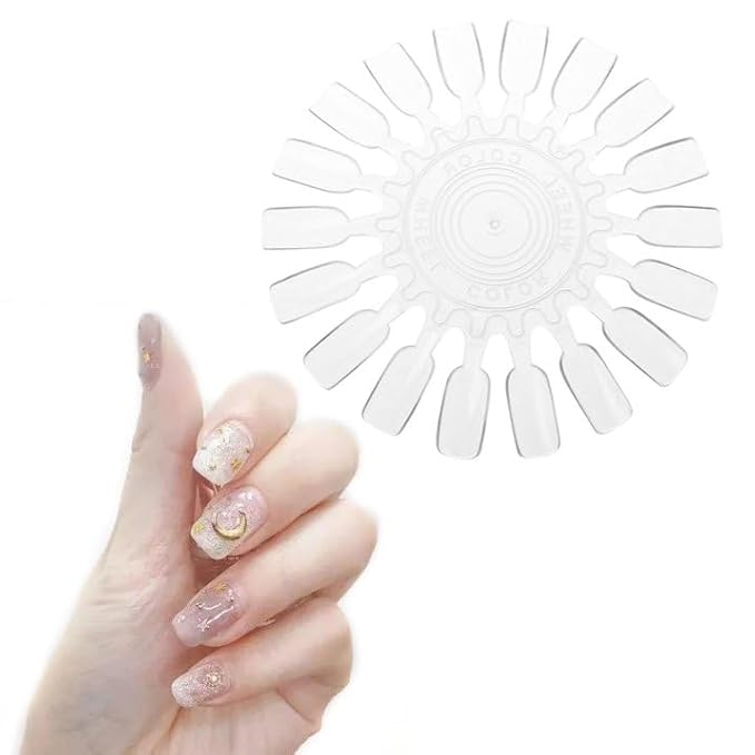 10 Pcs Transparent 18 Tips Display Plastic Nail Art Polish Palette Wheels False Nail Art Tips Practice Display Board Deft and Professional,Practice Nail Tips