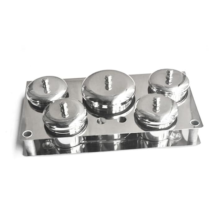 Manicure Stainless Steel Cup Set Nail Art Acrylic Liquid Holder Professional Stainless Steel Storage Box Acrylic Powder Organizer Tray (5PCS)