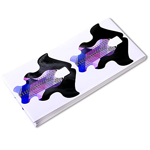 Tvoip 100Pcs/Pack Nail Forms Extension Tips Guide Extension French DIY Tool Fish Acrylic UV Gel Nail Art Tools Builder Sticker Sculpting (Purple)