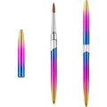 2Pcs Acrylic Nail Brushes Set, Gel Painting Pens for Salon and DIY Manicure with Multiple Tips for Detailed Designs Purple-Pink Gradient Non-Slip Grip