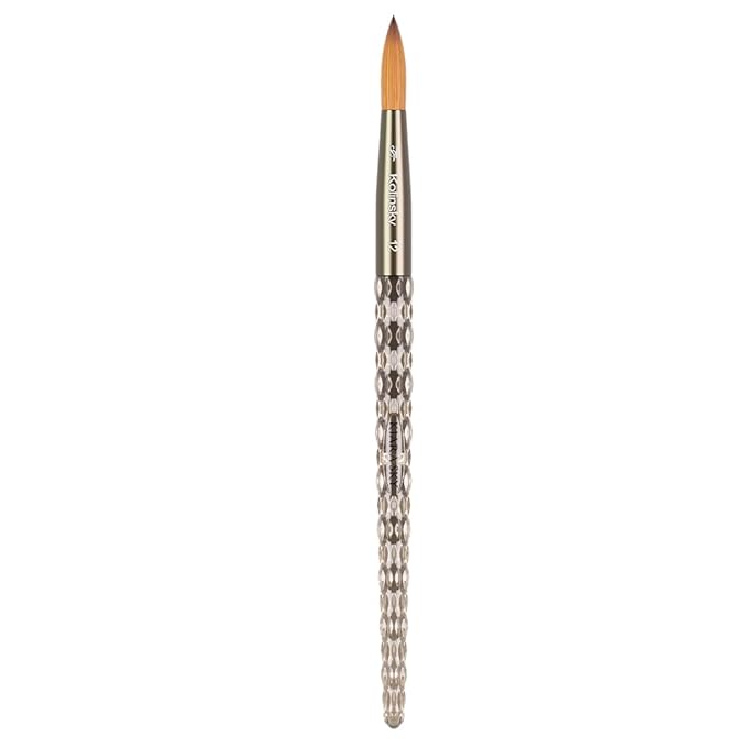 Kiara Sky Acrylic Brush #12 - Clear | 100% Pure Kolinsky | Crystal Cut Handle and Acetone Resistant