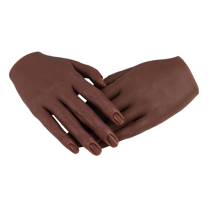 Practice Hand for Acrylic Nails Silicone Female Mannequin Life Size Hand with Insertable Nails for Nail Art Beginners/Nail Salon Artists Single Hand Color 6#