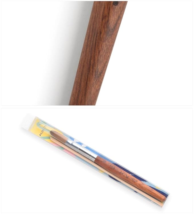 KADS Nail Acrylic Brush Kolinsky Nail Extension Brush Oval Crimped Shaped Sturdy Wooden Handle Acrylic Powder Nail Art Brush Professional Manicure Pedicure (16#)