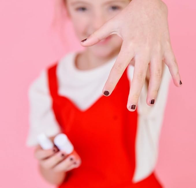 MISS NELLA Halloween Special Glitter Kids Nail Polish 3 Pack: Poppy Fields (orange), Surprise Party (black glitter) & Class Clown (red), Peel-off, Non- toxic, Water Based Formula