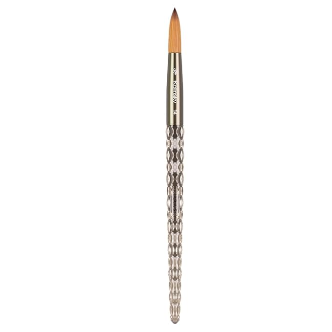 Kiara Sky Acrylic Brush #14 - Black | 100% Pure Kolinsky | Crystal Cut Handle and Acetone Resistant