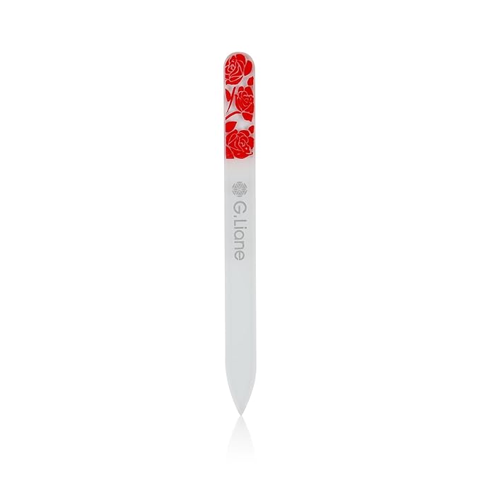 Premium Glass Nail File with Case Professional Crystal Fingernail Files Perfect Manicure Set for Women Men Kids Nail Care Gift Set(Rose Red)