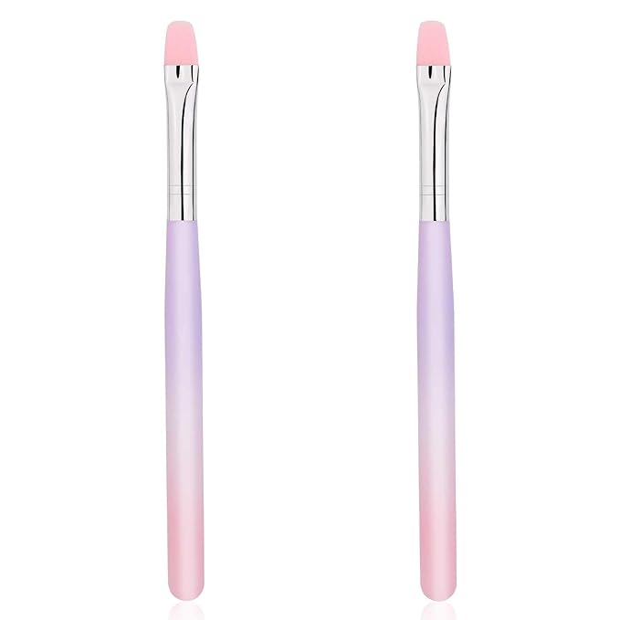 2pcs Nail Clean Up Brushes, Round & Flat Head Pen Painting Tools for Nail Design & Polish Mistake Cleaning