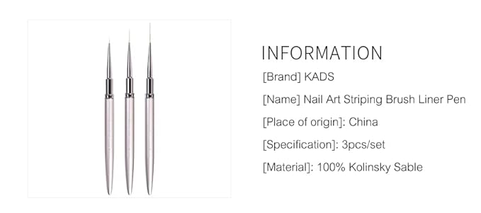 100% Kolinsky Sable Nail Art Striping Brush Liner Pen for Nail Art Design Drawing Painting Professional Manicure Tool for Salon&DIY(Liner Brush 1#)