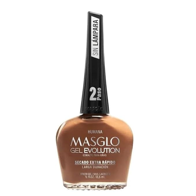 MASGLO GEL EVOLUTION Nail Polish Gel Effect, No UV/Led Lamp Required, Duration up to 12 day, 3 PCs Colors - Effecto Gel sin lampara UV/Led, duracion hasta 12 dias (TIZA, HUMANA, REBELDE)