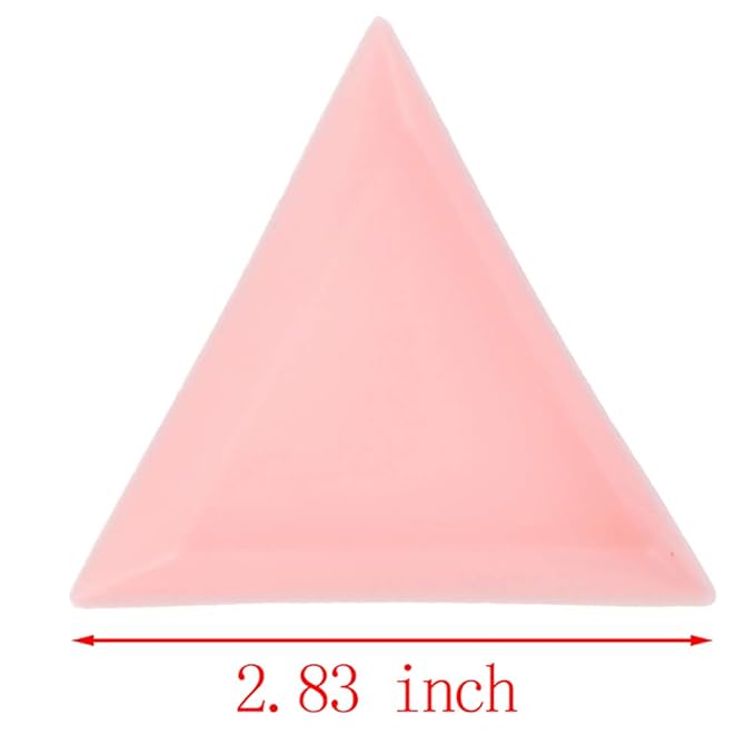10PCS Nail Accessories Storage Tray, Nail Art Rhinestone Bead Crystal Sorting Storage Plate, Colorful Plastic Triangle Storage Tool(pink)