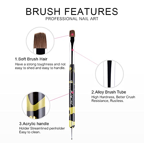 KADS Kolinsky Sable Brush 2 Way Acrylic Professional French Manicure Clean-up Brush Nail Art Brush Nail Dotting Pen (8#)