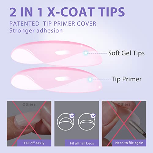 BTArtbox XCOATTIPS Natural Nail Tips - Extra Short Square Press On Nails Pink, Long Lasting Soft Gel Nails False Nail, Soak Off Acrylic Fake Nails Extensions for Nail Art DIY Women