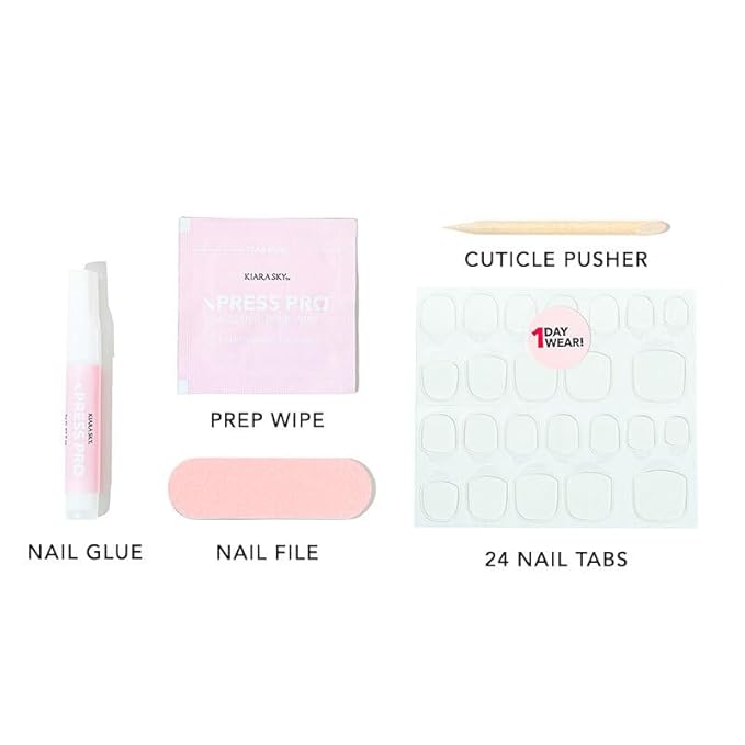 Kiara Sky Press On Nails | XPRESS PRO 100% Acrylic Nails | 30-Piece Kit Includes Nail Glue, Cuticle Pusher, File & Prep Pad | Coffin Medium - Sienna