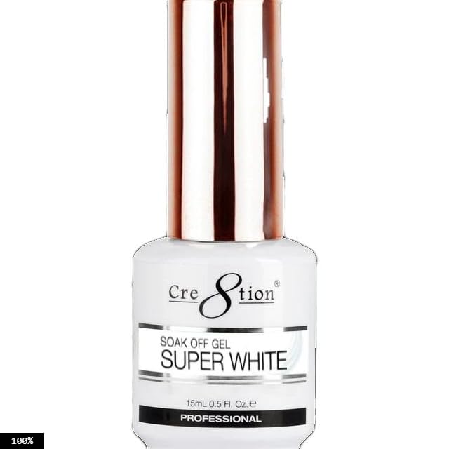 Cre8tion Soak Off Gel Super White 0.5oz, Buy 5 Get 1 Free, UV LED Lamp Nail Gel Polish Top Coat for Nail Art Manicure Professional Salon Use