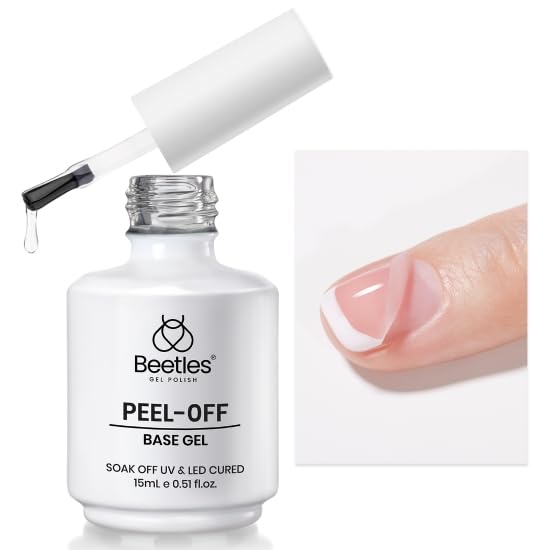 Beetles Peel Off Gel Base Coat: 15ml Peel Off Base Coat for Gel Nail Polish, Soak Off-Free Easy Removal without Damage, Long Lasting for Weak Thin Nails