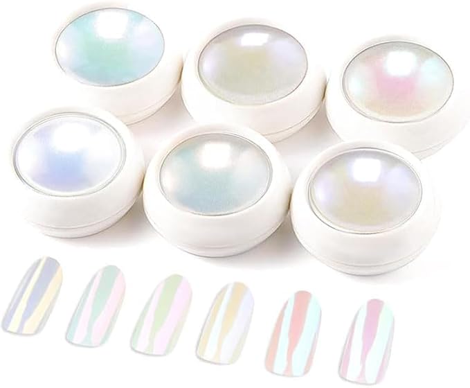 Pearl Chrome Nail Powder BISHENGYF -【0.8g Super Pearl Effect】Nail Chrome Iridescent Aurora Mermaid White Giltter Powder for Nails Art DIY