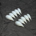 Press on Nails Medium Curved Stiletto Handmade Eagle Claw Unique Reusable Fake Nails Dragon Claw False Nails with Designs Cat Claw Glossy Glue on Nail Thick Acrylic Nail (Translucent White,S)