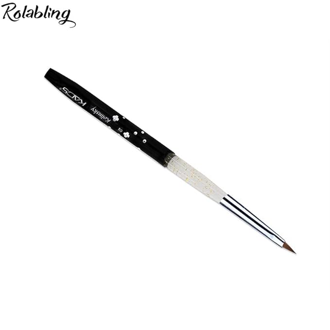 Size 2# Black 100% Kolinsky Sable Acrylic Nail Art Brushes UV Gel Nail Painting Pen Brushes (Size 2)