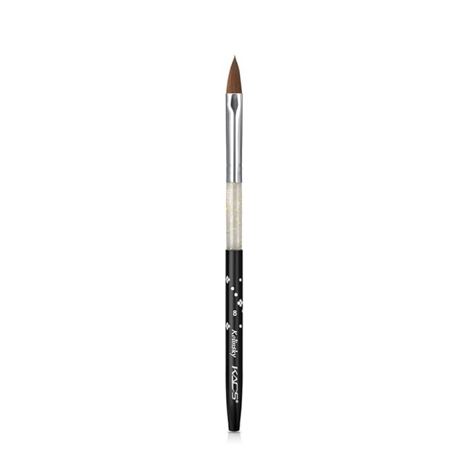 Size 8# Black 100% Kolinsky Sable Acrylic Nail Art Brushes UV Gel Nail Painting Pen Brushes (Size 8)